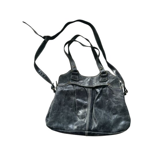 PATRICIA NASH Black Crackled Leather Satchel Crossbody bag - Picture 8 of 8